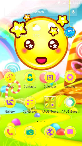 Yellow Cute Emoji APUS Launcher theme screenshot 1