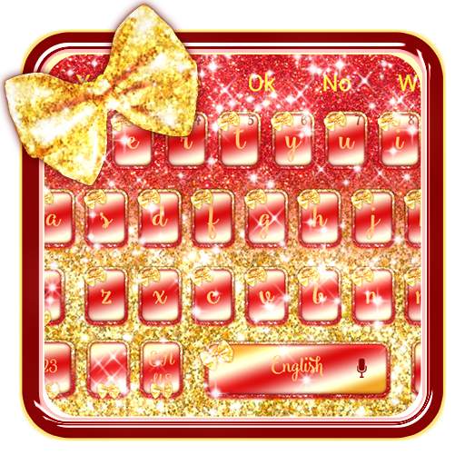 Golden Glitter Bow Keyboard Theme 10001002