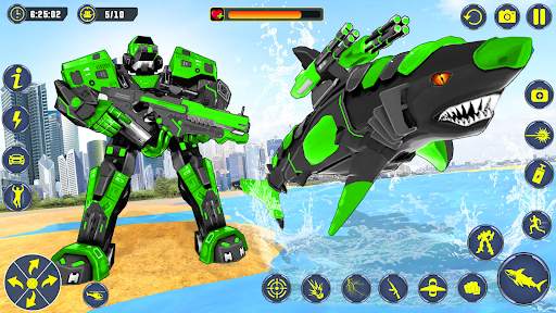 Shark Robot Car Transform Game screenshot 4
