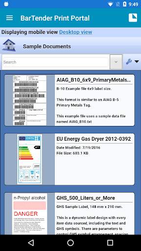 BarTender Print Portal App screenshot 1
