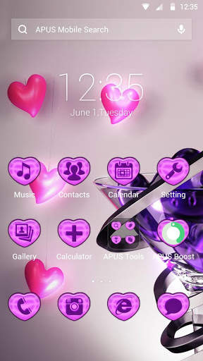 New purple crystal heart APUS launcher free theme screenshot 4