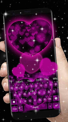 Neon Pink Sparkle Love Keyboard screenshot 1