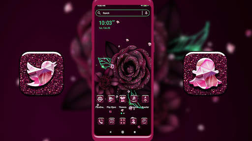 Giltter Rose Launcher Theme screenshot 1