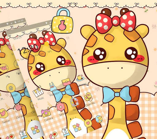 Cute Cartoon Giraffe Bowknot Theme screenshot 3