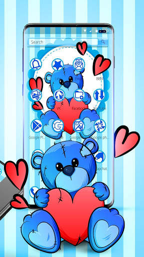 Lovely Blue Teddy Launcher screenshot 2