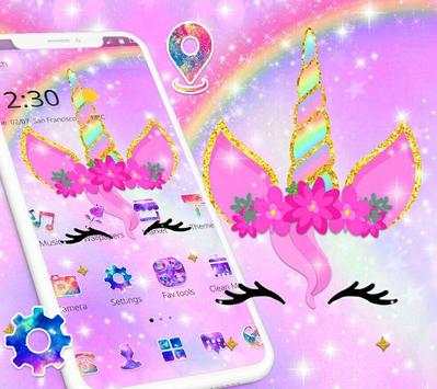 Glitter Rainbow Colorful Cartoon Unicorn Theme screenshot 1