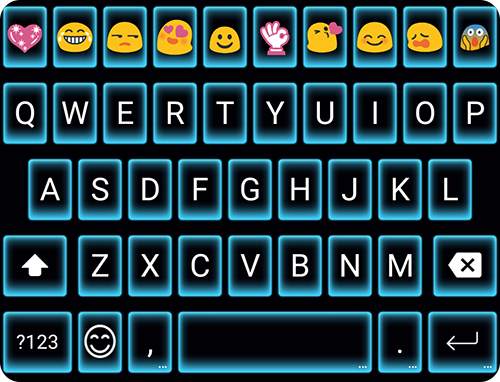 Neon Blue Emoji Keyboard Theme screenshot 5