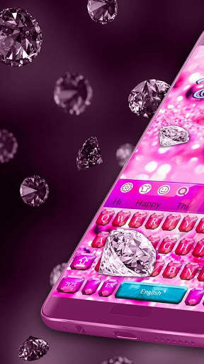 Pink Rose Diamond Keyboard Theme screenshot 1