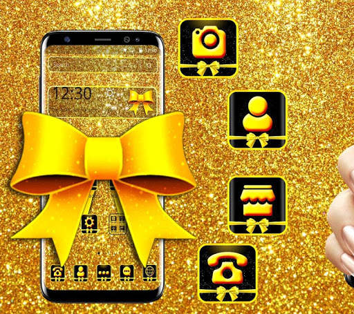 Golden Glitter Ribbon Theme 🎀 screenshot 1