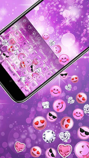 Cute Pink glitter emoji keyboard screenshot 2