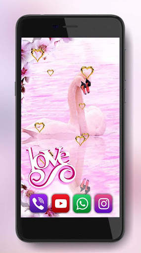 Swans Love Pink Live Wallpaper screenshot 3