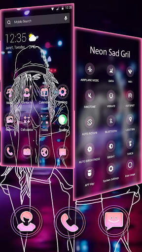 Neon Sad Girl APUS Launcher Theme screenshot 4
