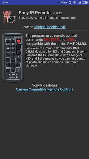 IR remote for Sony camera screenshot 7
