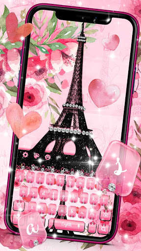 Pink Paris Eiffel Tower Keyboard स्क्रीनशॉट 1