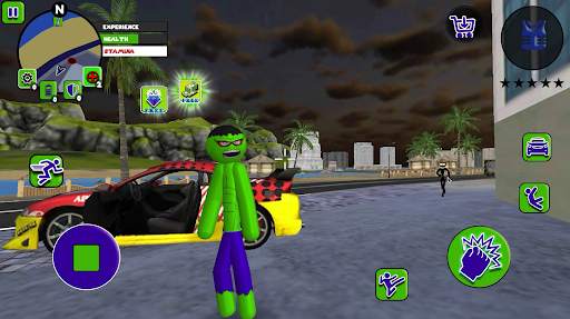 Incredible Green Monster Stickman Rope Hero screenshot 1