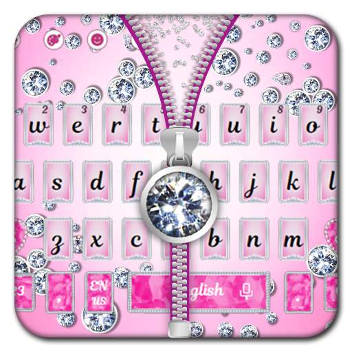 Pink Diamond Zipper Keyboard Theme 10001002