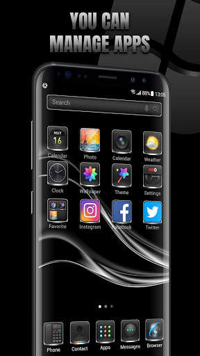 Metallic Black Theme Launcher 2019 screenshot 2