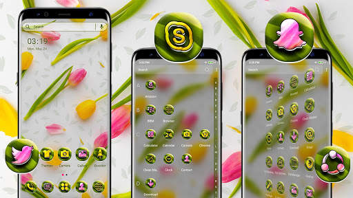 Yellow Pink Tulips Launcher Theme screenshot 2
