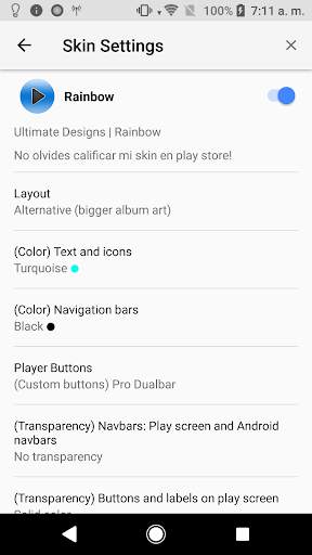 Poweramp v3 skin rainbow screenshot 6