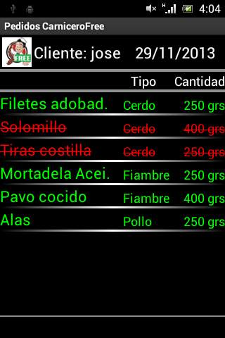 Pedidos Carnicero Free screenshot 1