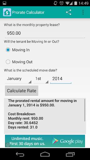 Prorate Calculator - Free screenshot 3