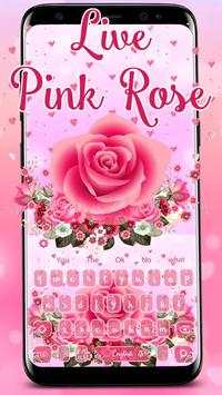 Live Pink Rose Keyboard Theme screenshot 2