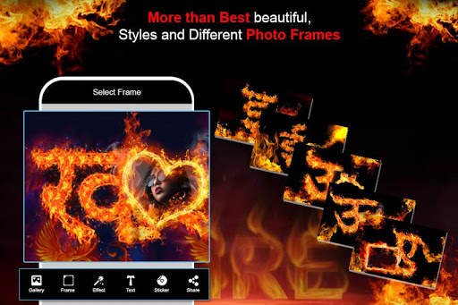 Fire Text Photo Frame Decoration Hindi screenshot 3