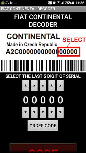 FiatContinental Radio Code A2C screenshot 1