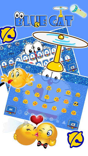 Kawaii Blue Cat Diamond Keyboard screenshot 4