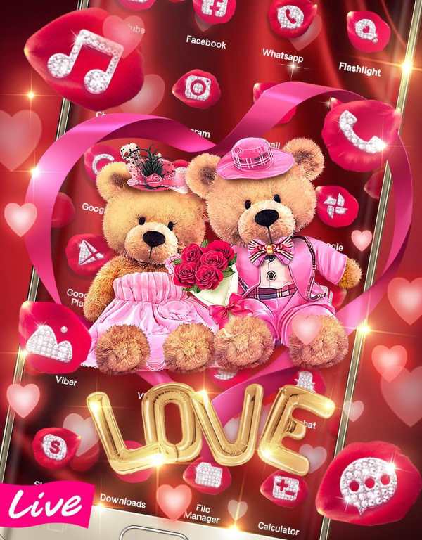 3D Love Bear Couple Theme screenshot 1