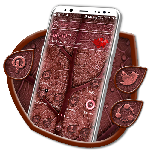 Red Leaf Texture Launcher Theme icon