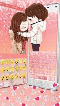 Cute Winter Couple DP Keyboard Theme screenshot 2