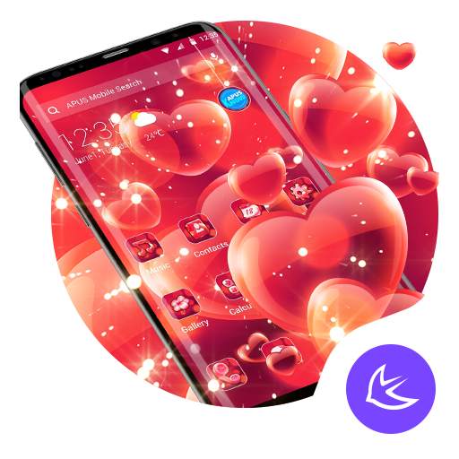 Red Love Heart APUS Launcher theme 83.0.1001