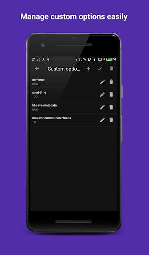 Aria2Android  (open source) screenshot 2