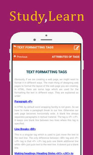 HTML tutorial offline app with examples screenshot 4