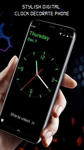 Analog Digital Clock Lock Screen 3 تصوير الشاشة