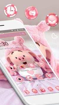 Cute Pink Cartoon Piggy Theme screenshot 1