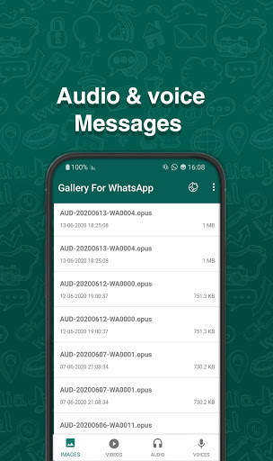 Gallery for WhatsApp - Images Videos Voices Audio screenshot 3