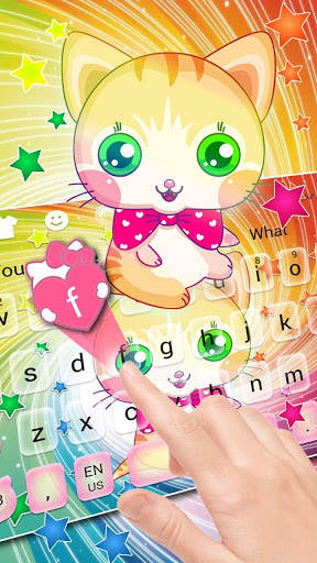 Cute Rainbow Colorful Kitten Keyboard Theme screenshot 1