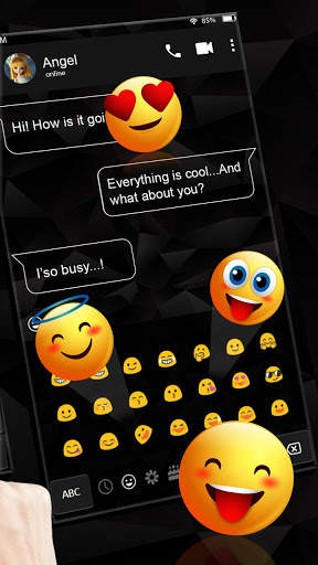 Black White SMS Keyboard Theme screenshot 3