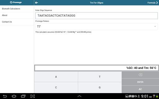 Promega Biomath Calculators screenshot 12
