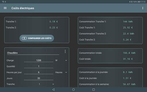 Coûts électriques screenshot 7