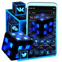 Blue Neon 3D Cube Theme on 9Apps