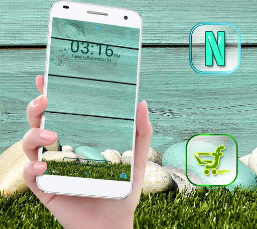 Cyan Wooden Launcher Theme screenshot 4