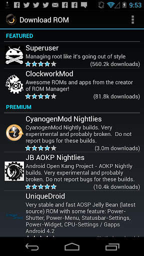 ROM Manager screenshot 2