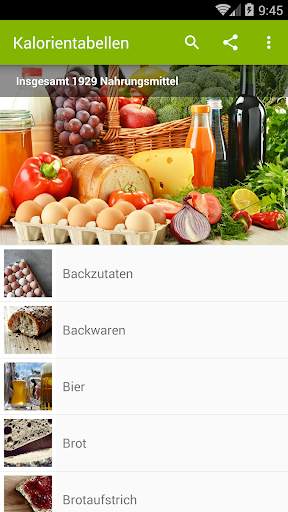 Kalorientabelle screenshot 1