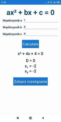 Równania Kwadratowe solver screenshot 3