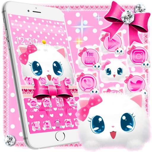 Cute Fluffy Kitten Pink Bow Theme 1.1.3