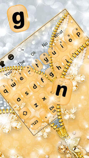 Glossy Golden Zipper Keyboard Theme screenshot 1