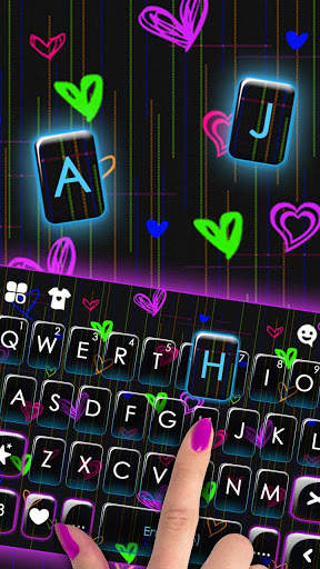 Doodle Neon Hearts Keyboard Theme screenshot 2